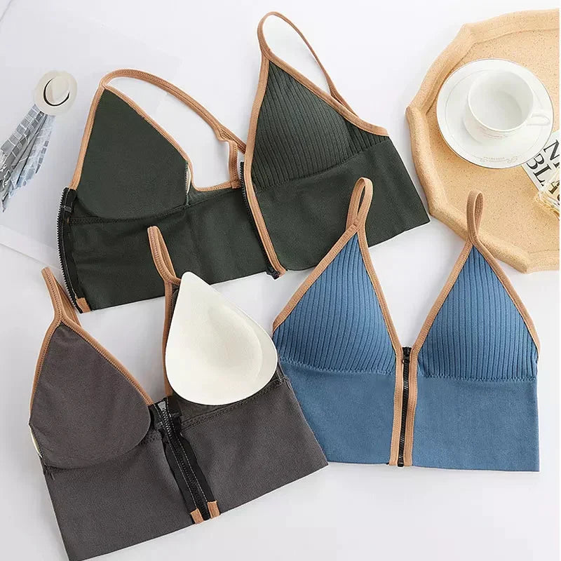 Front Open Padded Zip Bra