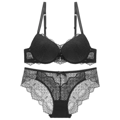Sexy lace women's bra set high quality lace bra underwear adjustable buckle gathered with rims bra party underwear.